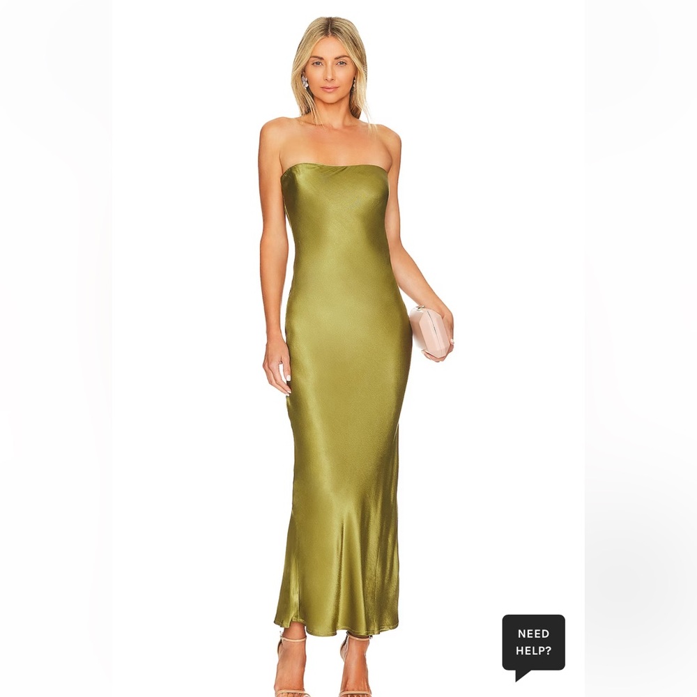 SNDYS Angel strapless midi dress in Olive